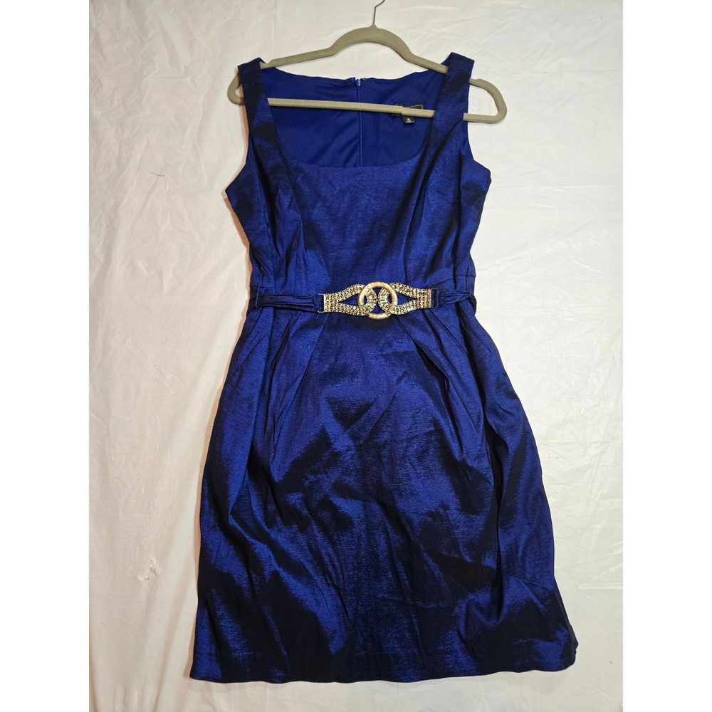 Vintage Collection Dressbarn Women's S Royal Blue Rhinestone Belt Dress